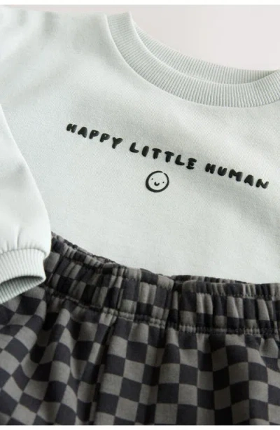 Next Kids' Crewneck Sweatshirt & Checkerboard Sweatpants Set In Multi