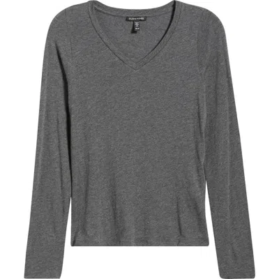 Eileen Fisher V-neck Long Sleeve T-shirt In Gray
