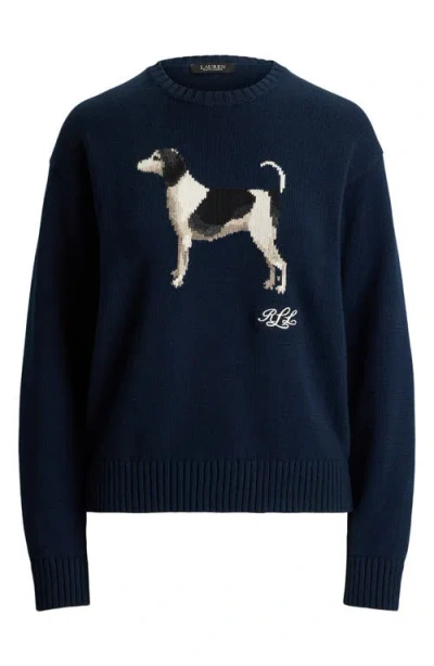 Ralph Lauren 'english Foxhound' Intarised Sweater In Blue