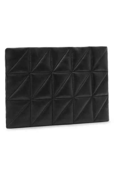 Allsaints Bettina Small Quilted Leather Clutch In Black