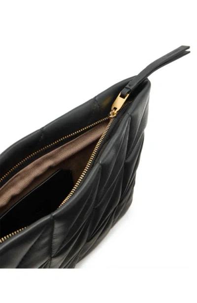 Allsaints Bettina Small Quilted Leather Clutch In Black