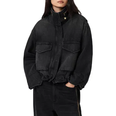 Allsaints Clasy Denim Zip Jacket In Black