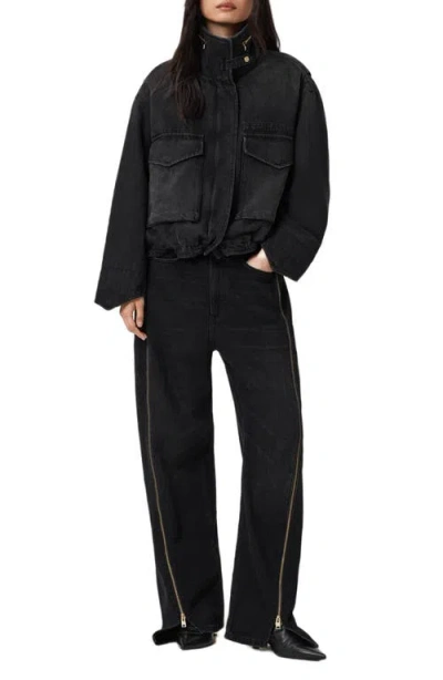 Allsaints Clasy Denim Zip Jacket In Black