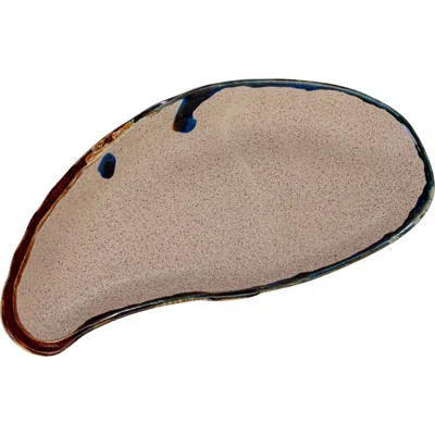 Storied Home Stoneware Shell Plate For Kitchen With Reactive Glaze In Brown