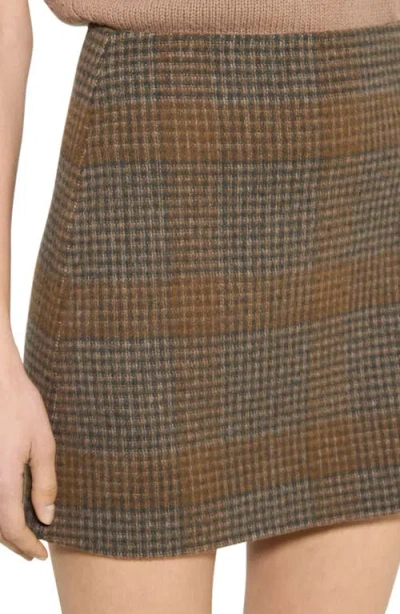 Theory Plaid Wool & Cashmere Miniskirt In Brown