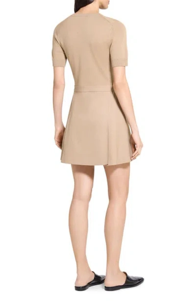 Theory Short Sleeve Mixed Media Minidress In Multi