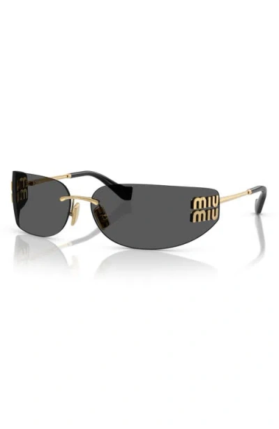 Miu Miu 75mm Oversize Rectangular Wrap Sunglasses In Black