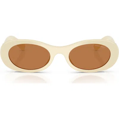 Miu Miu Oval-frame Sunglasses In Neutral