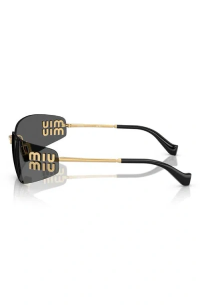 Miu Miu 75mm Oversize Rectangular Wrap Sunglasses In Black
