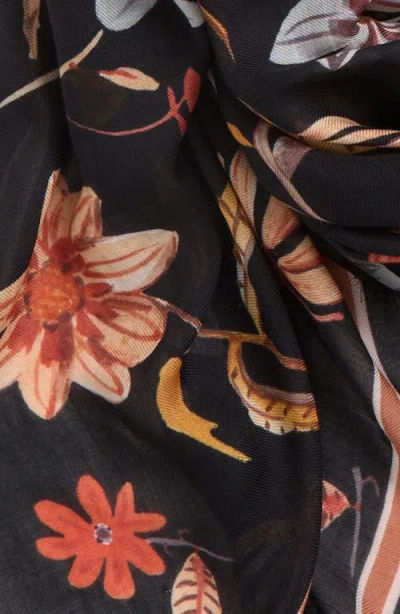 Echo Autumn Floral Fringe Scarf In Multi