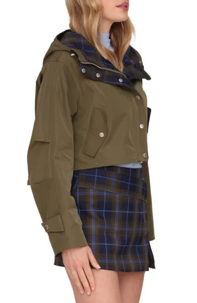 Avec Les Filles Women's Cropped Oversized Anorak Jacket In Green