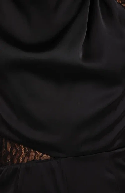 Petal And Pup Petal & Pup Brinley Cowl Neck Satin Jumpsuit In Black