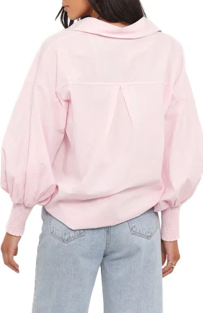 Petal And Pup Petal & Pup Carys Smocked Cuff Cotton Poplin Button-up Shirt In Pink