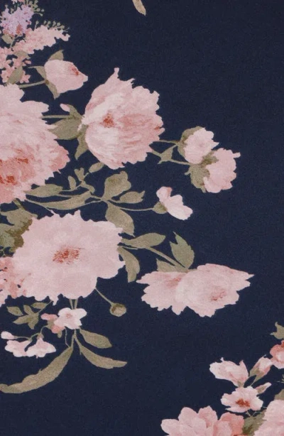 Petal And Pup Petal & Pup Ricki Floral Print Dolman Sleeve Satin Top In Blue