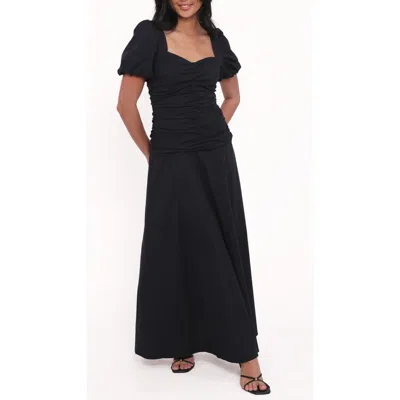 Petal And Pup Petal & Pup Denver Sweetheart Neck Stretch Cotton Maxi Dress In Black