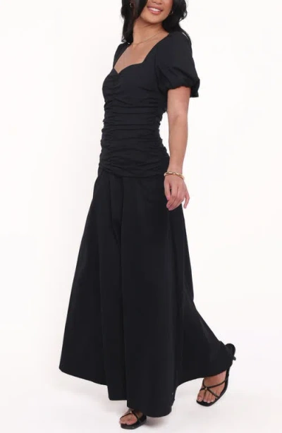 Petal And Pup Petal & Pup Denver Sweetheart Neck Stretch Cotton Maxi Dress In Black