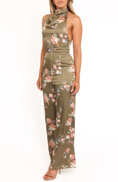 Petal And Pup Petal & Pup Holly Floral Print Halter Jumpsuit In Green