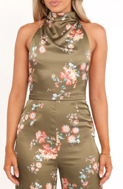 Petal And Pup Petal & Pup Holly Floral Print Halter Jumpsuit In Green