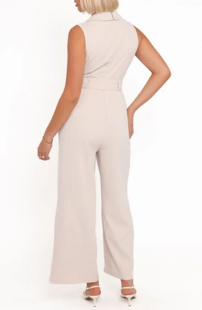 Petal And Pup Petal & Pup Sienna Belted Sleeveless Wide Leg Jumpsuit In Neutral