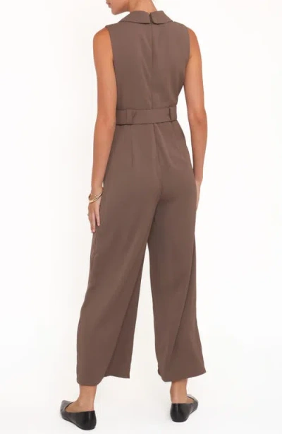 Petal And Pup Petal & Pup Sienna Belted Sleeveless Wide Leg Jumpsuit In Brown