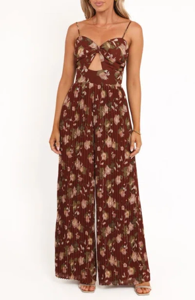 Petal And Pup Petal & Pup Floral Wide Leg Jumpsuit In Brown