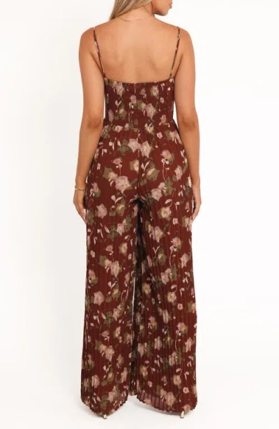Petal And Pup Petal & Pup Floral Wide Leg Jumpsuit In Brown