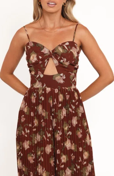 Petal And Pup Petal & Pup Floral Wide Leg Jumpsuit In Brown