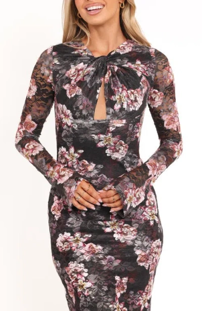 Petal And Pup Petal & Pup Trilby Floral Lace Long Sleeve Maxi Dress In Brown