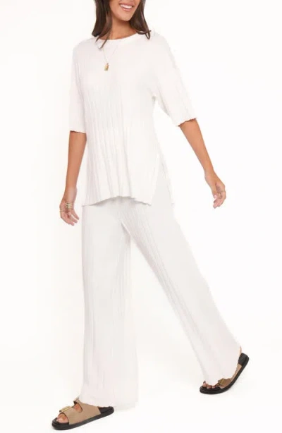 Petal And Pup Petal & Pup Alix Ribbed Sweater & Pants Set In White