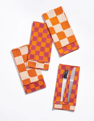 Tortuga Forma Double Sided Dinner Napkin Set In Sunrise At Urban Outfitters In Orange