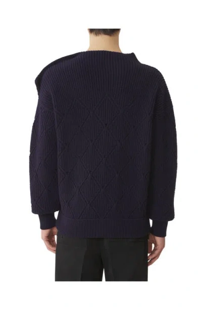 Lanvin Diamond-pattern Buttoned-shoulder Sweater In Blue