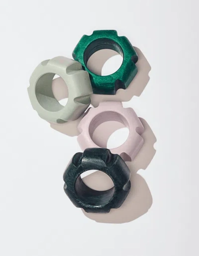 Tortuga Forma Handpainted Asterisk Napkin Rings Set Of 4 In Multi