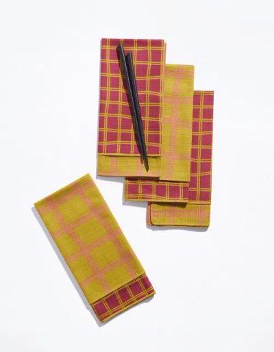 Tortuga Forma Double Sided Dinner Napkin Set In Maroon At Urban Outfitters In Yellow