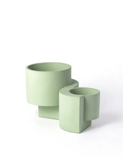 Tortuga Forma Platform Planter Concrete Set Of 2 In Green