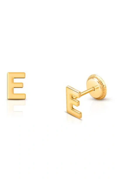 Tiny Blessings 14k Gold Initial Studs Screw Back Earrings In Gold