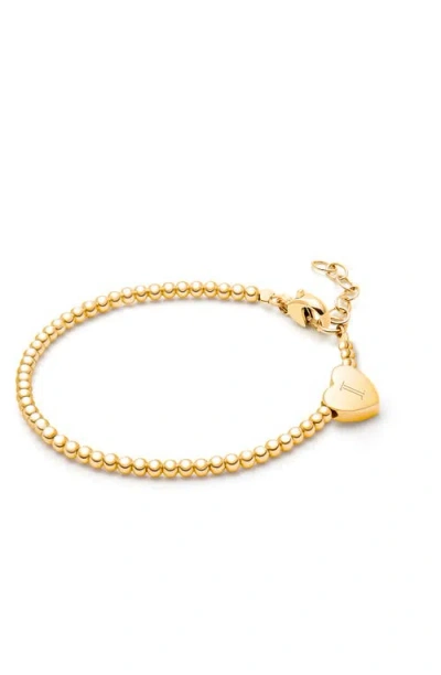 Tiny Blessings 14k Gold Dainty Heart & Engraved Initial 5.25" Bracelet In Gold