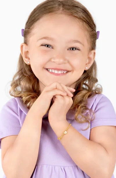 Tiny Blessings 14k Gold Dainty Heart & Engraved Initial 5.25" Bracelet In Gold