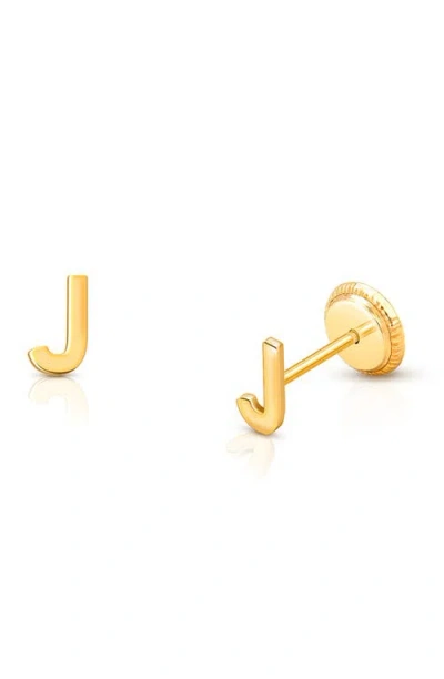 Tiny Blessings 14k Gold Initial Studs Screw Back Earrings In Gold