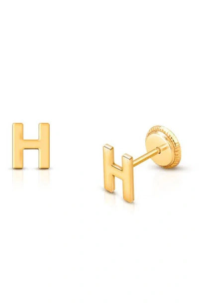 Tiny Blessings 14k Gold Initial Studs Screw Back Earrings In Gold