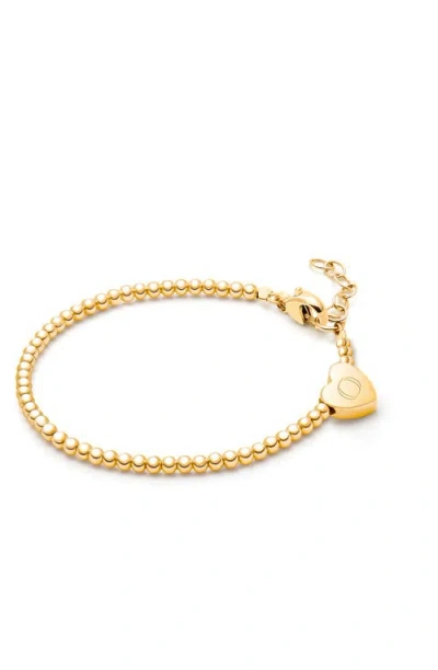 Tiny Blessings 14k Gold Dainty Heart & Engraved Initial 5.25" Bracelet In Gold