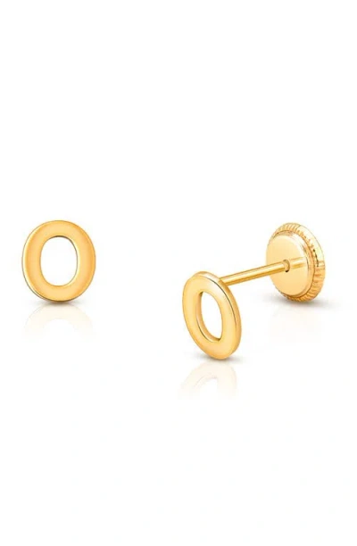 Tiny Blessings 14k Gold Initial Studs Screw Back Earrings In Gold