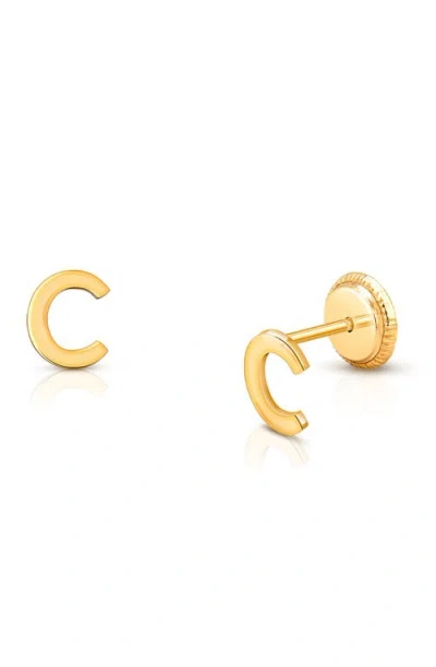 Tiny Blessings 14k Gold Initial Studs Screw Back Earrings In Gold