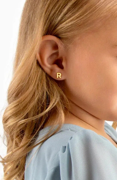 Tiny Blessings 14k Gold Initial Studs Screw Back Earrings In Gold