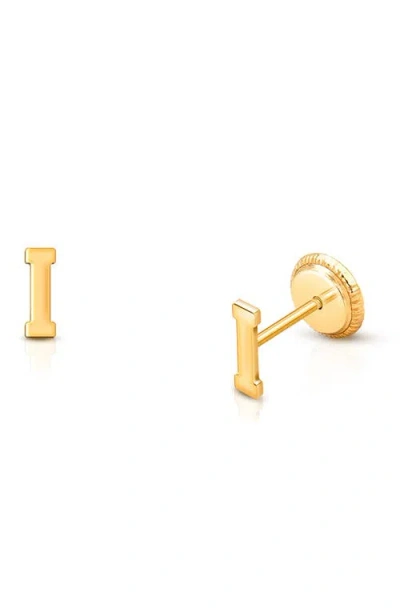 Tiny Blessings 14k Gold Initial Studs Screw Back Earrings In Gold