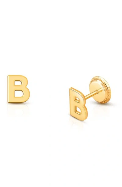 Tiny Blessings 14k Gold Initial Studs Screw Back Earrings In Gold