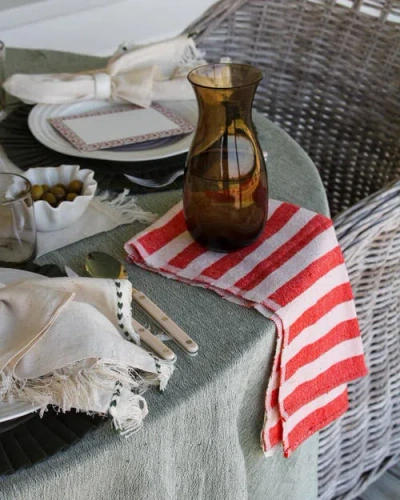 Kd Weave Stripe Hand Towel In Red