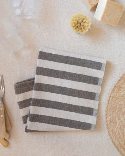 Kd Weave Stripe Hand Towel In Gray