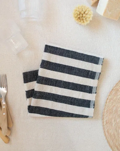 Kd Weave Stripe Hand Towel In Black