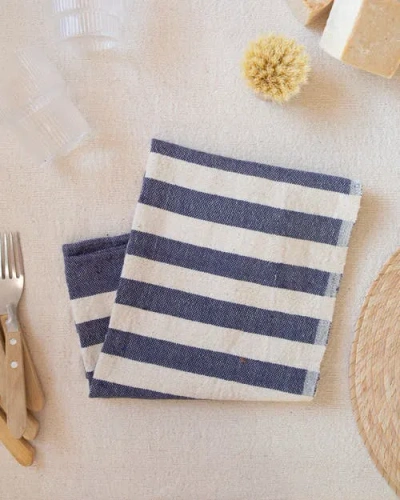 Kd Weave Stripe Hand Towel In Blue