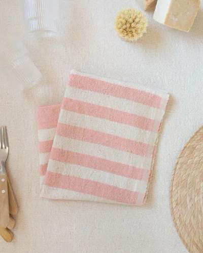 Kd Weave Stripe Hand Towel In Pink